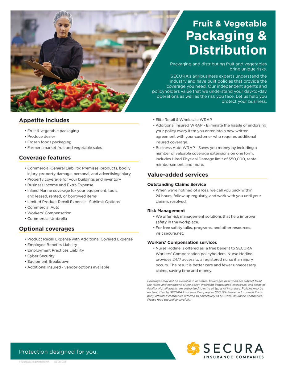 Fruit & Vegetable Packaging & Distribution Sell Sheet